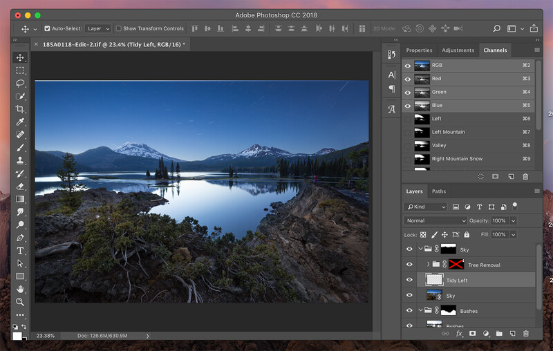 Finished composite in Photoshop, before any post processing. I tend to save color work and light painting for Lightroom, and treat the composite like a raw photo.
