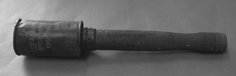 A German stick grenade, a purely factual image