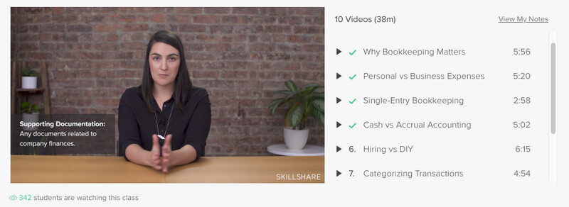 Bookkeeping knowledge from Skillshare