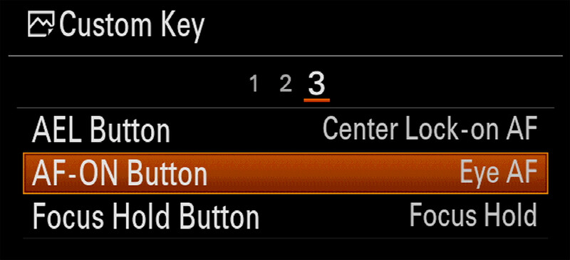 Sony Custom Button Eye Auto Focus