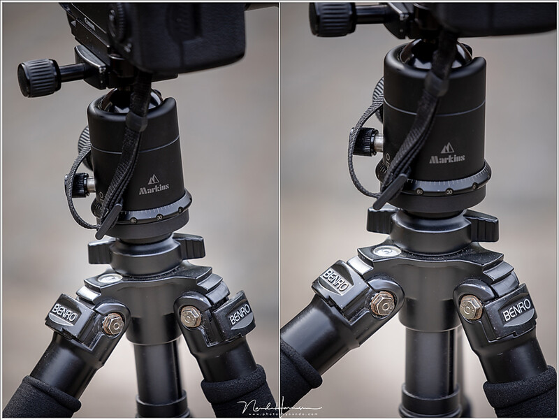 Spread your legs until the stopping point and make sure its secured. Left is wrong, right is correct.