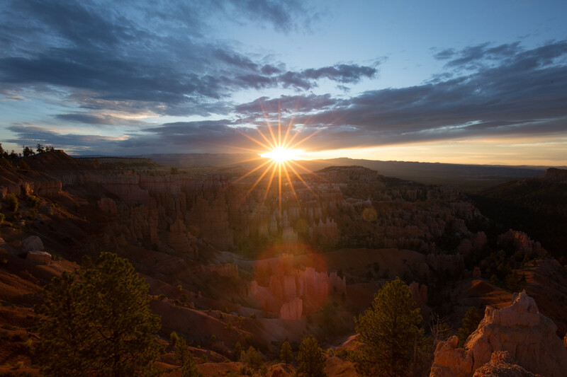Landscape photo with lens flare