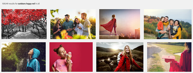 Stock library search results for happy outdoor red