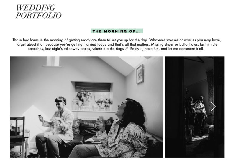 A wedding portfolio gallery online