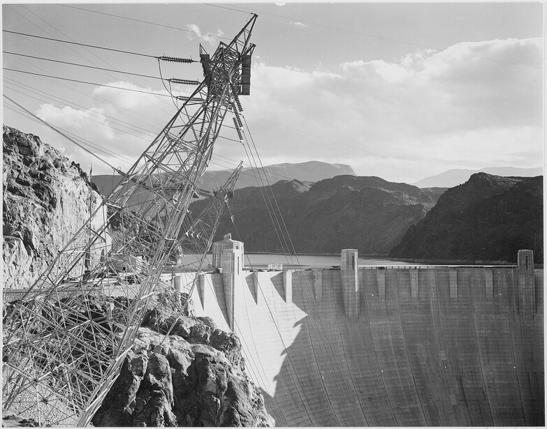 Ansel Adams photo overlooking the hoover dam