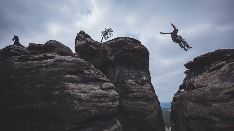 Parkour photographer, aperture priority.