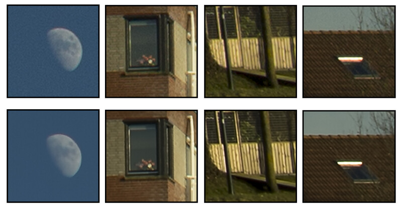 A comparison of a normal resolution and super resolution. The top images are from the normal resolution, the bottom from the super resolution. 