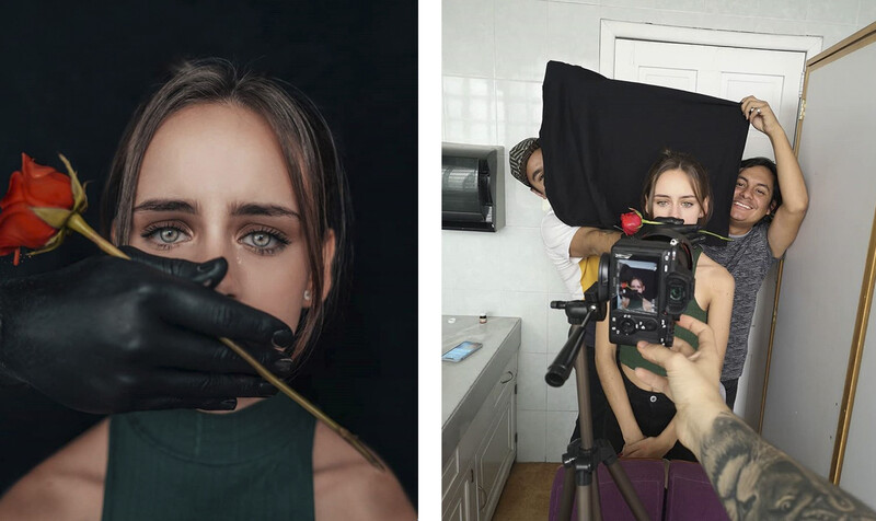 a behind the scenes photo of a female portrait