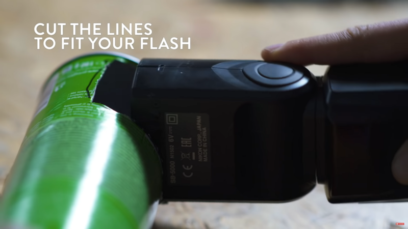 a screenshot showing how to fit a flash into a DIY macro flash tube