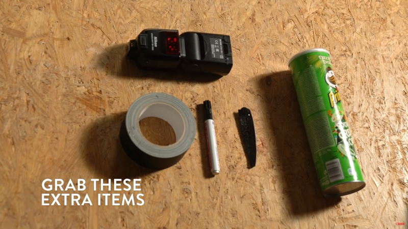a photo showing parts for a DIY macro flash diffuser