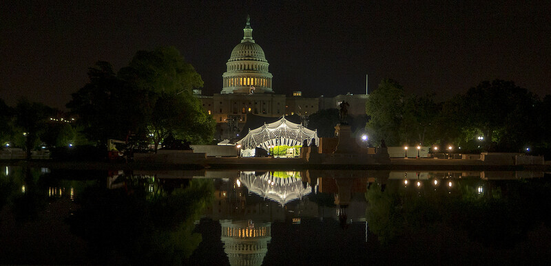 The stage set up for the Memorial Day concert ruined reflection opportunities for the Capitol Building. I had to think fast for something else.