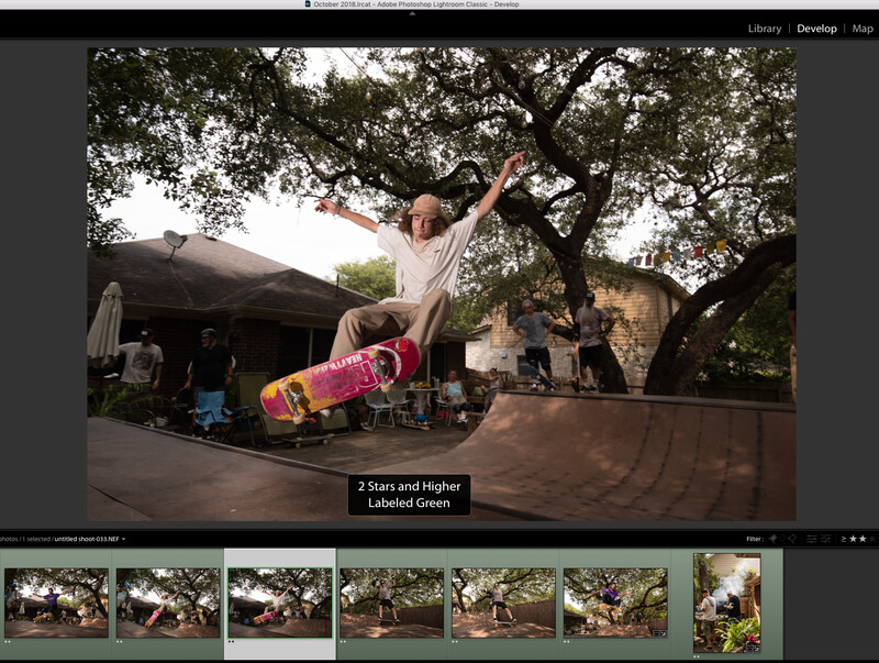 a screen capture showing a combo rating sort in Lightroom