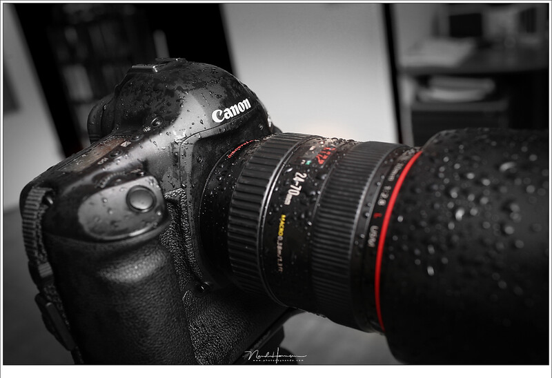 I don't mind when my camera is getting wet, like this Canon EOS 1Dx and EF24-70mm lens. As long as you don't put it in a bag or rain cover, so I learned.