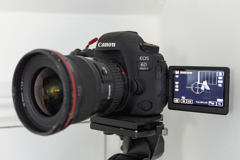 the Canon 6D MKII with vari-angle LCD screen on a Manfrotto Geared Tripod Head