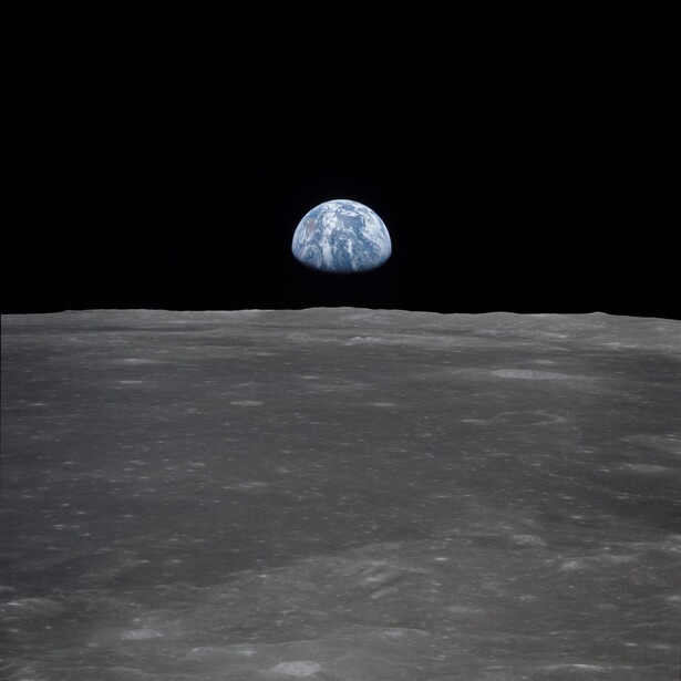 Image of earth over the mon