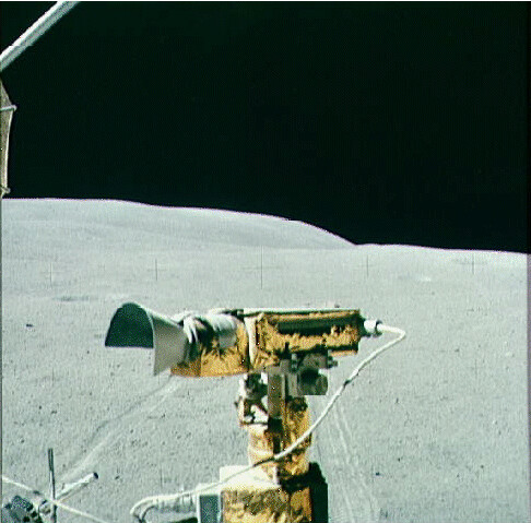 Moon tv camera mounted on moon buggy