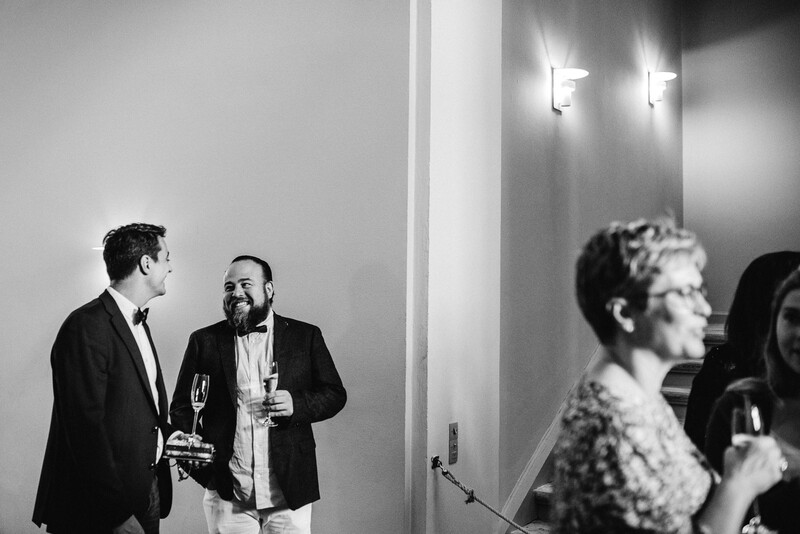 Wedding guests with a glass of champagne