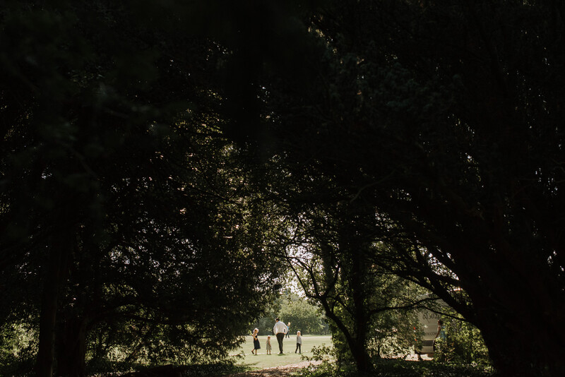 Wedding guests on a field