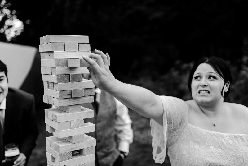 Wedding guest playing Jenga
