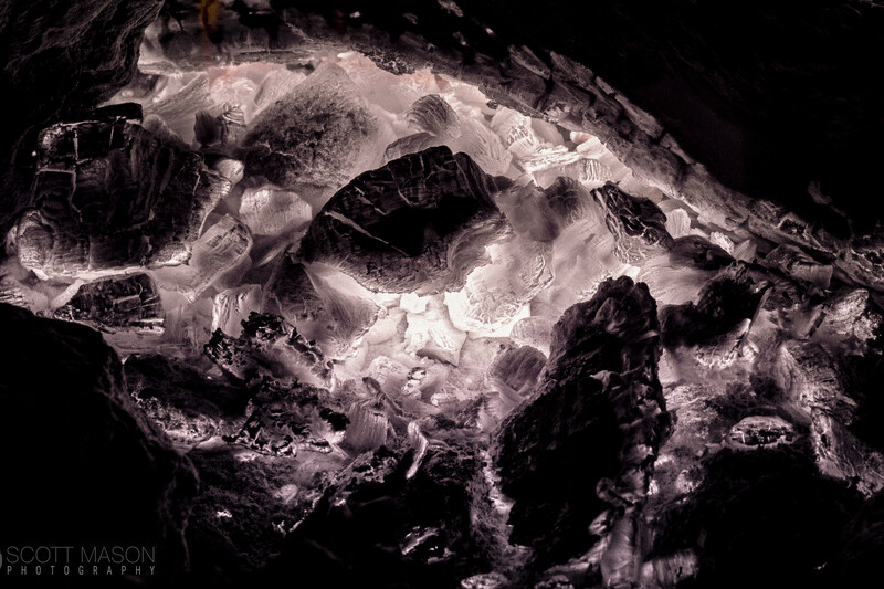 glowing coals in a campfire, photographed in infrared