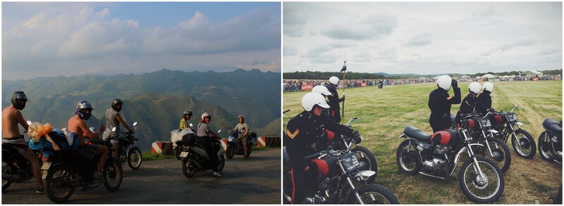 Dyptich of motorcycle riders