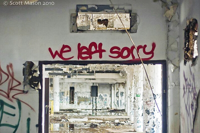 graffiti in an abandoned factory