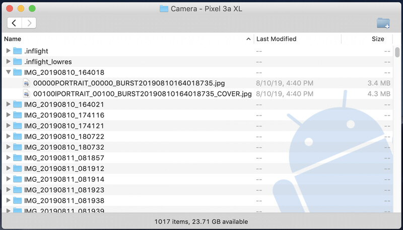 Android File Transfer's interface won't let me preview files without copying to a computer. The software also throws up a warning that it's not compatible with the next version of macOS.