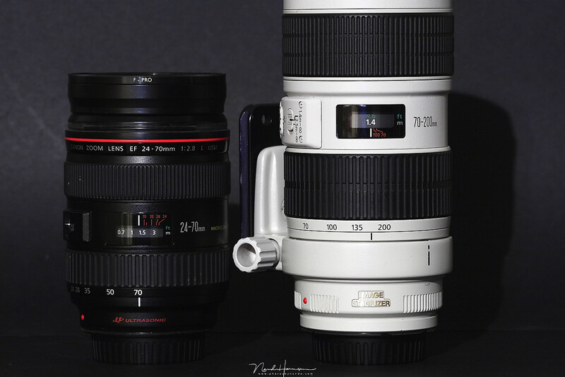 Perhaps the most common set of lenses available; a 24-70mm and 70-200mm zoom lens. These can be used for nearly every kind of photography. You could call it a universal set of lenses.
