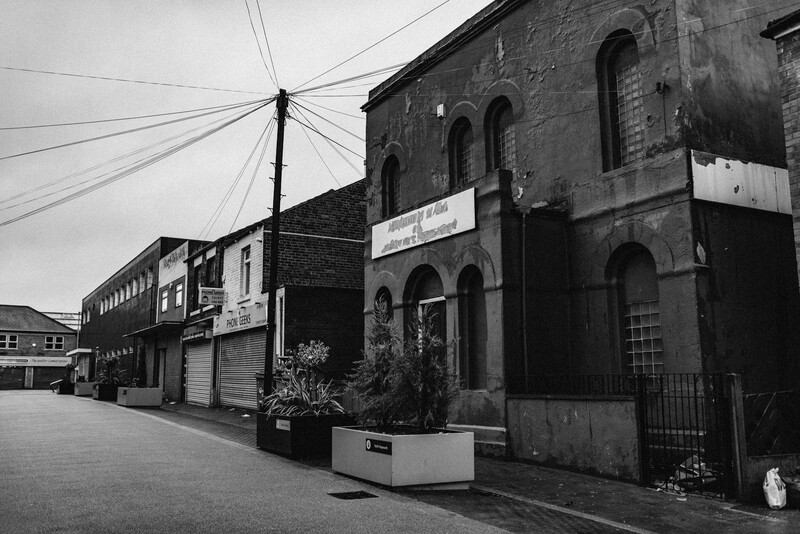 Abandoned and closed shops in a town