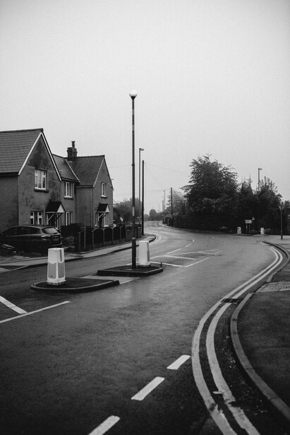 An empty road in a town