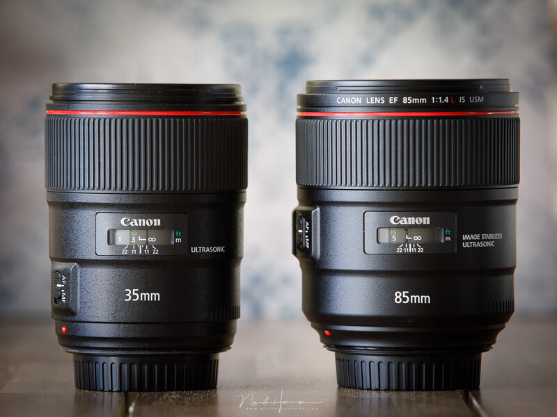My personal favorite set of lenses: a 35mm and 85mm lens. I find these perfect for weddings, studio and model shoots. These lenses allow a very shallow depth of field, something that is more difficult or even impossible to achieve with a zoom lens.