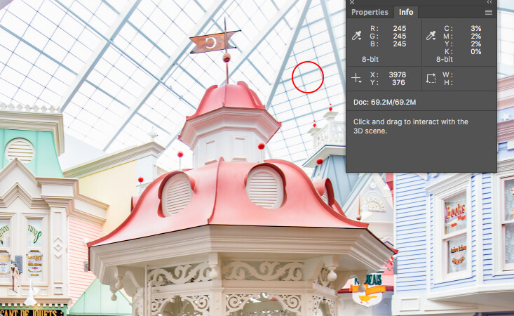 a screen shot of a reading from the info panel in Photoshop