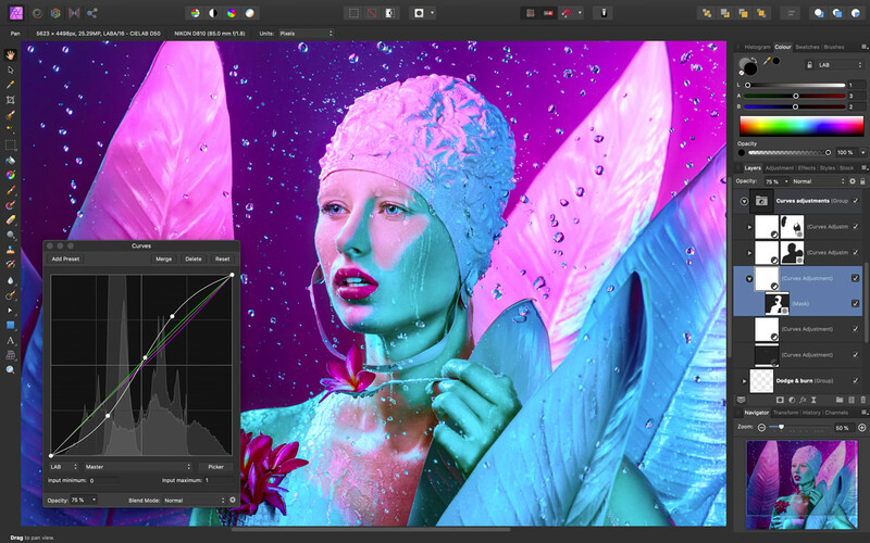 A screenshot of Affinity Photo. Source: Serif.com