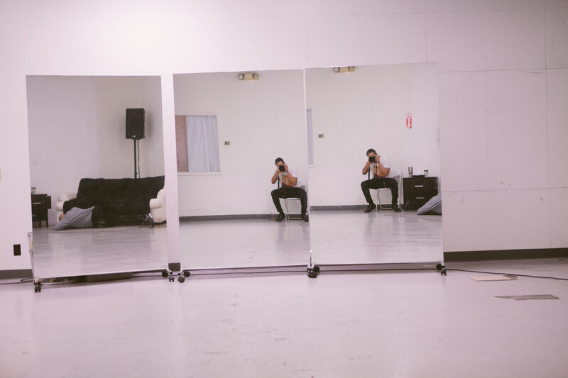 Walid Azami on set with Ricky Martin
