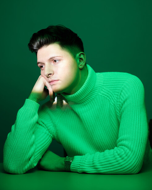 Man, portrait, green