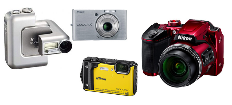Various COOLPIX cameras.