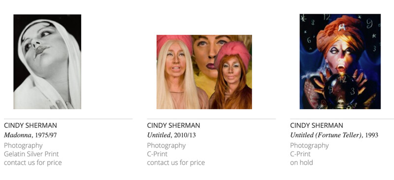 Prints by Cindy Sherman on sale from Kunzt Gallery