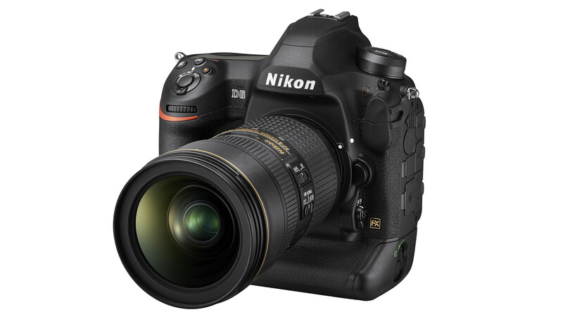Nikon D6 camera and lens side view