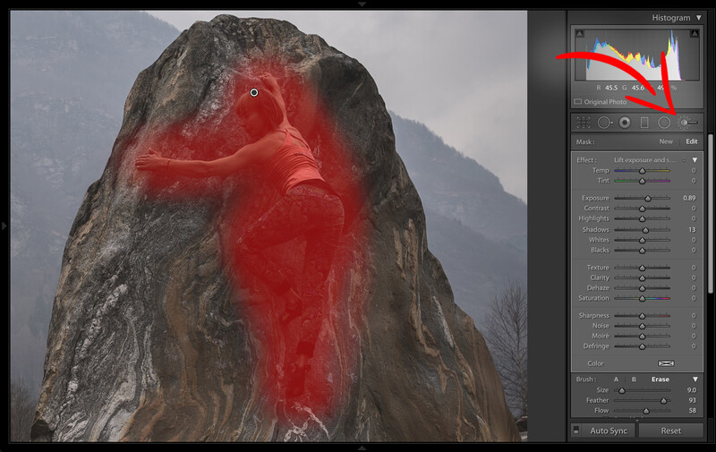Lightroom Adjustment Brush lift exposure