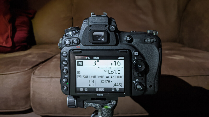 Camera settings for the product shot
