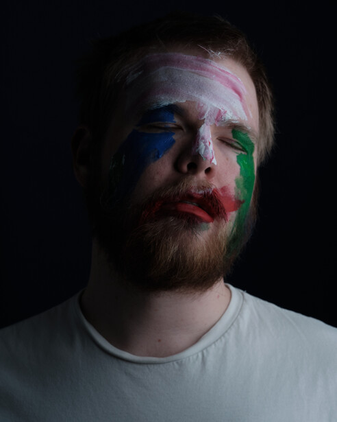 Portrait, male, closeup, paint