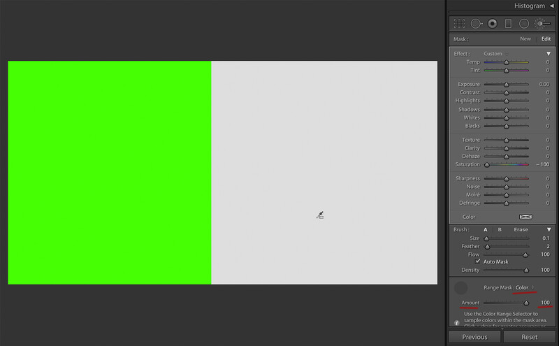 Two shades of green, desaturated - with Range Mask