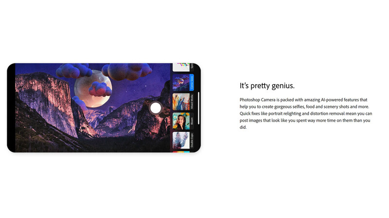 Photoshop Camera screenshot from Adobe website