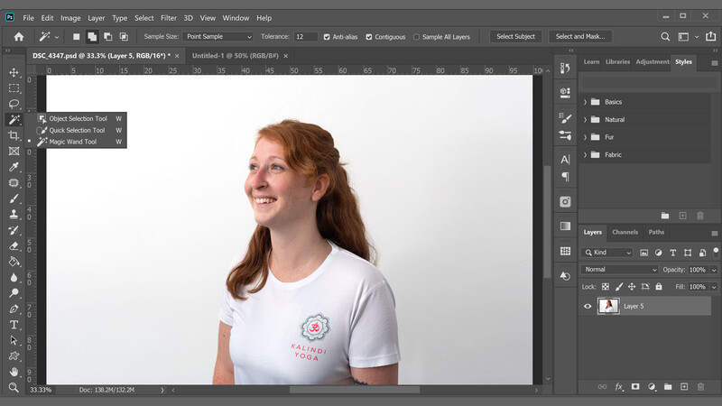 Photoshop's Subject select tool screenshot