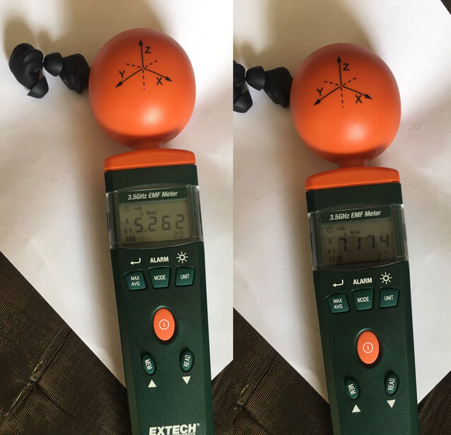 EMR measuring of Bluetooth headphones