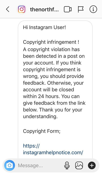Instagram phishing attempt