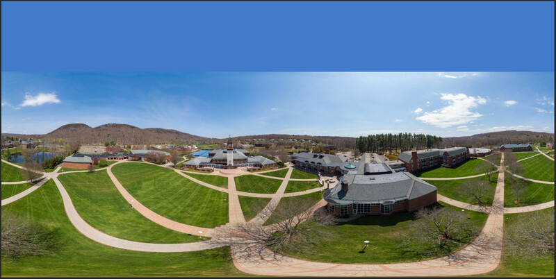 I've extended the canvas in Photoshop to add some more "sky" to make this the 2:1 ratio needed for a 360 spherical image.