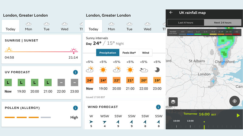 MetOffice weather app screenshot