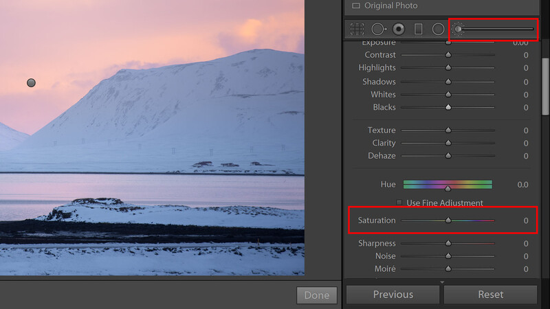 Vibrance slider on adustment brush screenshot