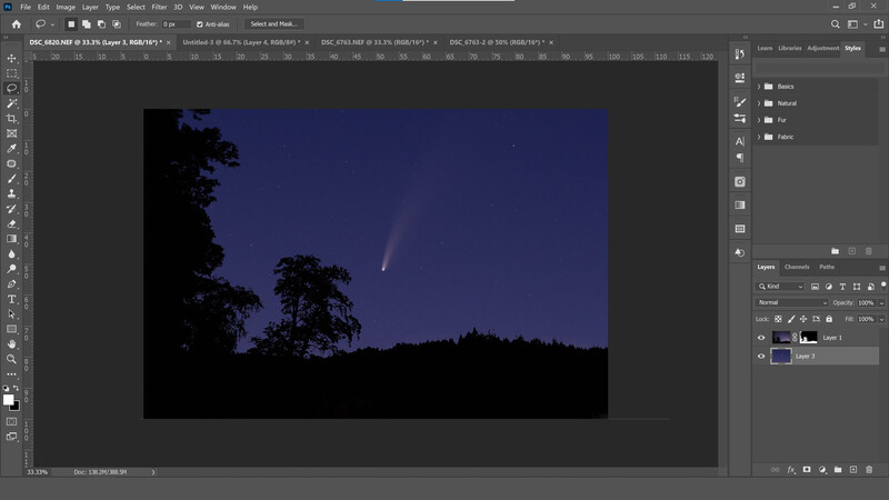 Reposition the comet layer screenshot